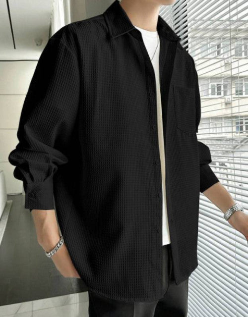 Men's Solid Satin Stylish Casual Shirt