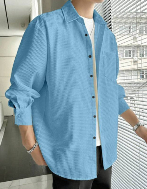 Men's Solid Satin Stylish Casual Shirt