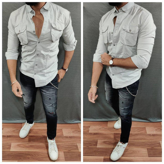Men's Solid Satin Stylish Casual Shirt
