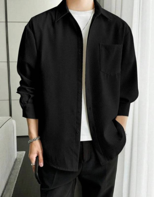 Men's Solid Satin Stylish Casual Shirt