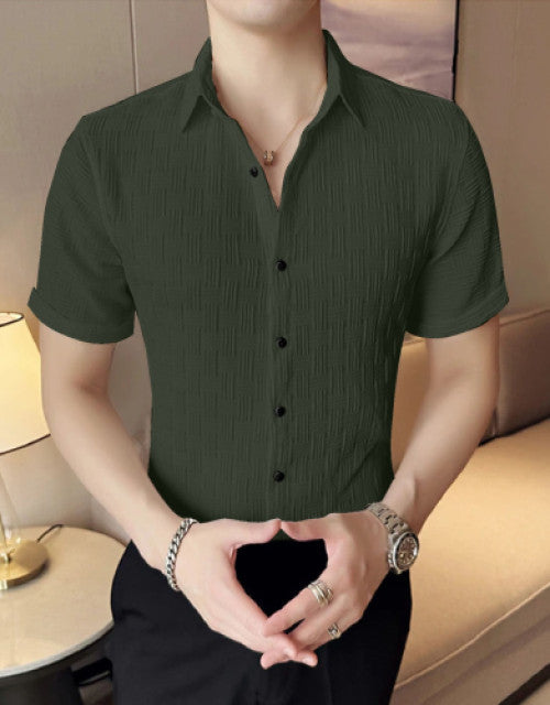 Men's Solid Satin Stylish Casual Shirt