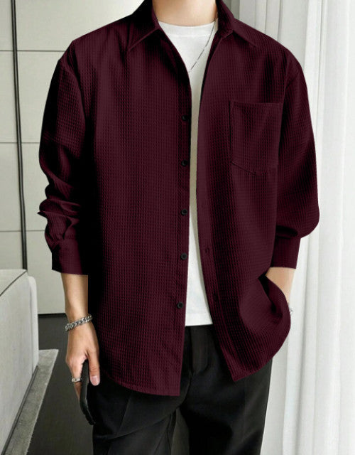 Men's Solid Satin Stylish Casual Shirt