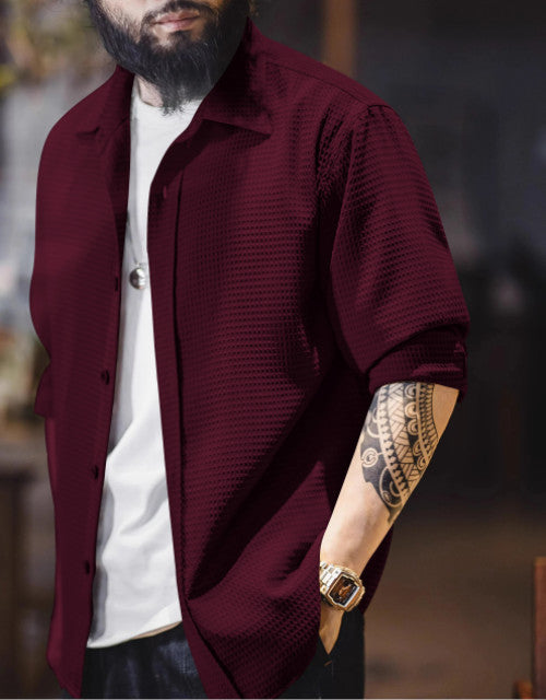 Men's Solid Satin Stylish Casual Shirt