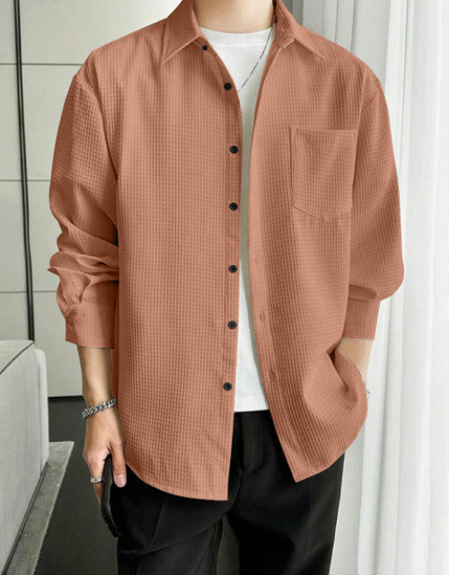 Men's Solid Satin Stylish Casual Shirt