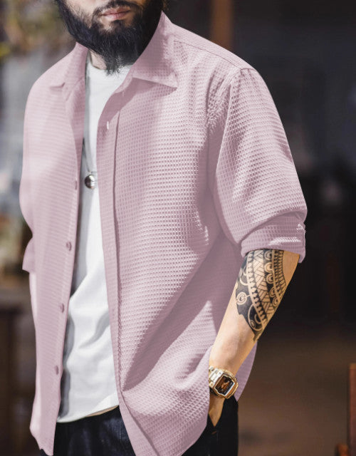 Men's Solid Satin Stylish Casual Shirt